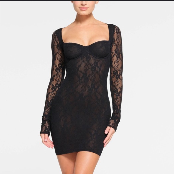 RARE Skims‎ Black Lace Underwire Dress - Picture 1 of 9
